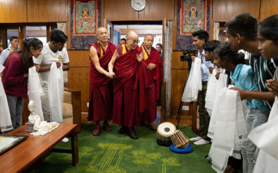 His Holiness the Dalai Lama meets Tong-Len’s students and staff and representatives of the slum communities