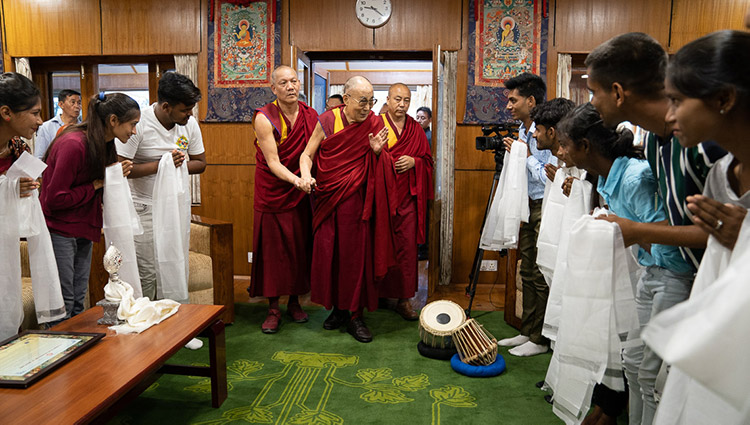 His Holiness the Dalai Lama meets Tong-Len’s students and staff and representatives of the slum communities